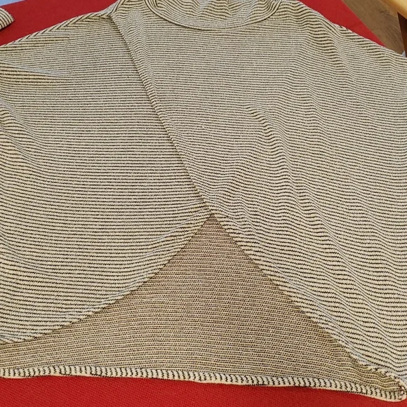 Cowl neck wrap across lightweight striped long sleeve sweater top Small - Picture 6 of 8